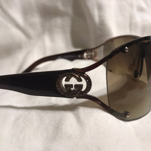 SUPER SALE!  Gucci Shield Gradient Sunglasses - Bronze main image 9